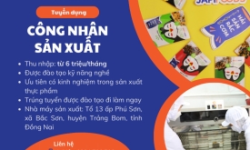 [Đồng Nai] Tuyển dụng công nhân sản xuất