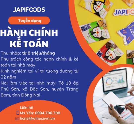 [Đồng Nai] Tuyển dụng nhân viên hành chính - kế toán